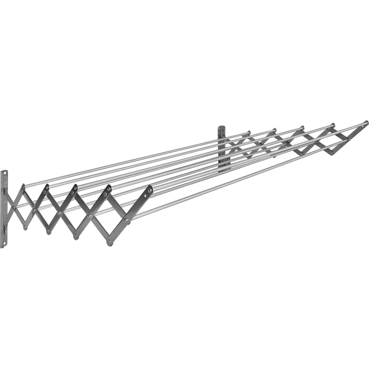 Sauvic 90860 - Wäscheständer, ausziehbarer, aus Edelstahl, mit 10 Aluminium Stäbe, 120 cm.