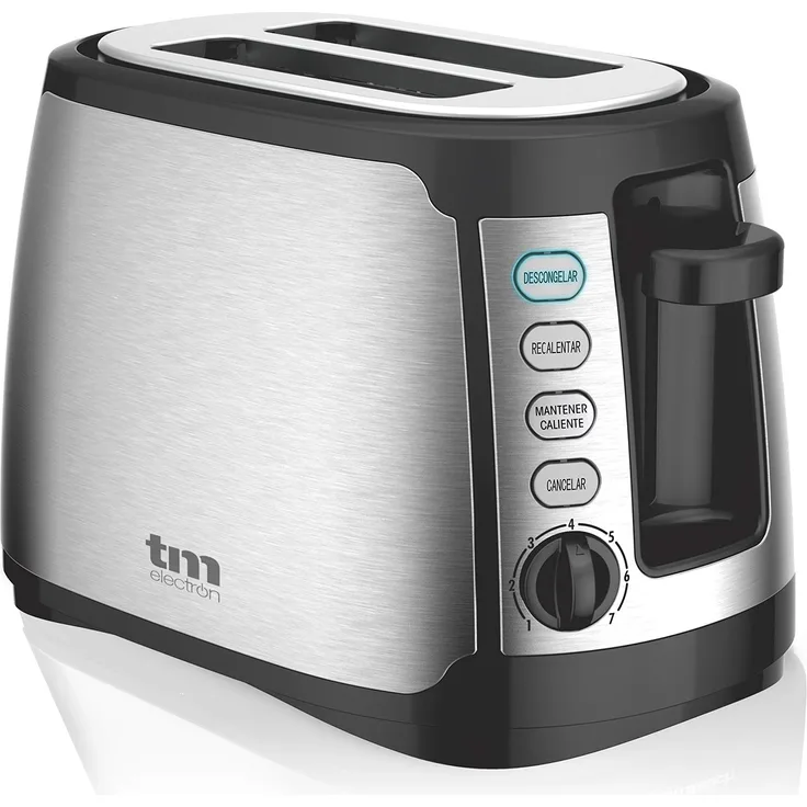 TM Electron TMPTS007 Toaster aus Edelstahl, extra breite Schlitze, 38 mm, 7 Bräunungsstufen, 4 Betriebsmodi, Krümelauffangschale, 800 W