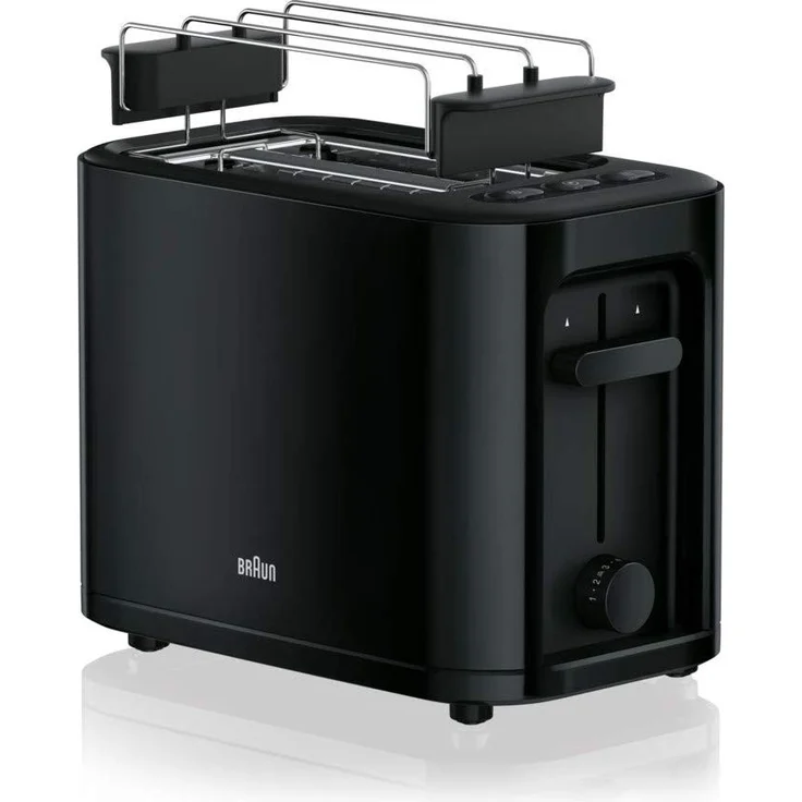 Braun HT 3010 BK Toaster | Doppelschlitz | Herausnehmbare Krümelschublade | Aufwärm- und Auftaufunktion | 7 Röstgrade | Separater Brötchenaufsatz | Schwarz – Bild 2