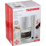TELEFUNKEN 96325 Kaffeemaschine, 1.2 L, 1000 W, weiß