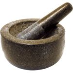 JADE TEMPLE Steinmörser mit Stößel im Set, effektives und einfaches mörsern, aus massivem Granit mit 14 cm Durchmesser und 7,7 cm Höhe