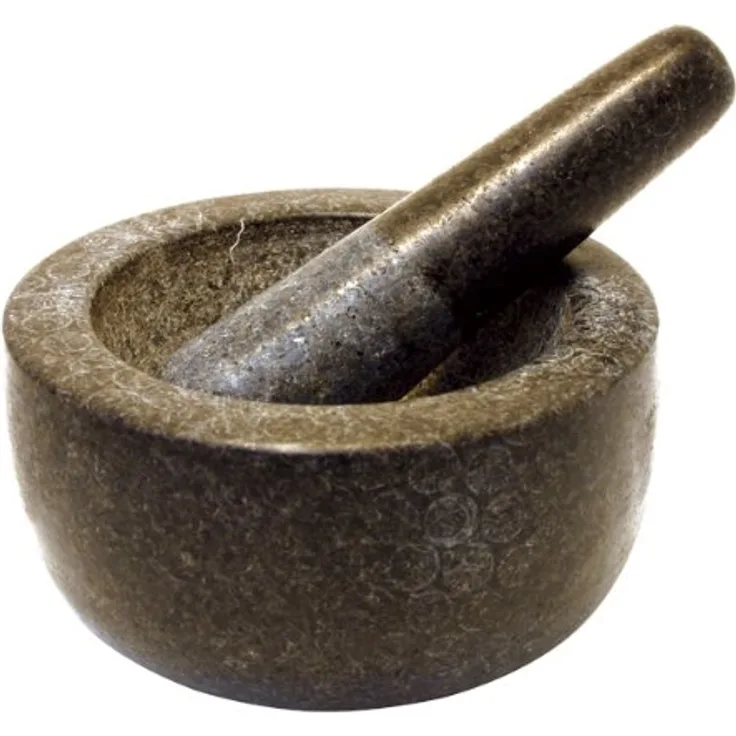 JADE TEMPLE Steinmörser mit Stößel im Set, effektives und einfaches mörsern, aus massivem Granit mit 14 cm Durchmesser und 7,7 cm Höhe