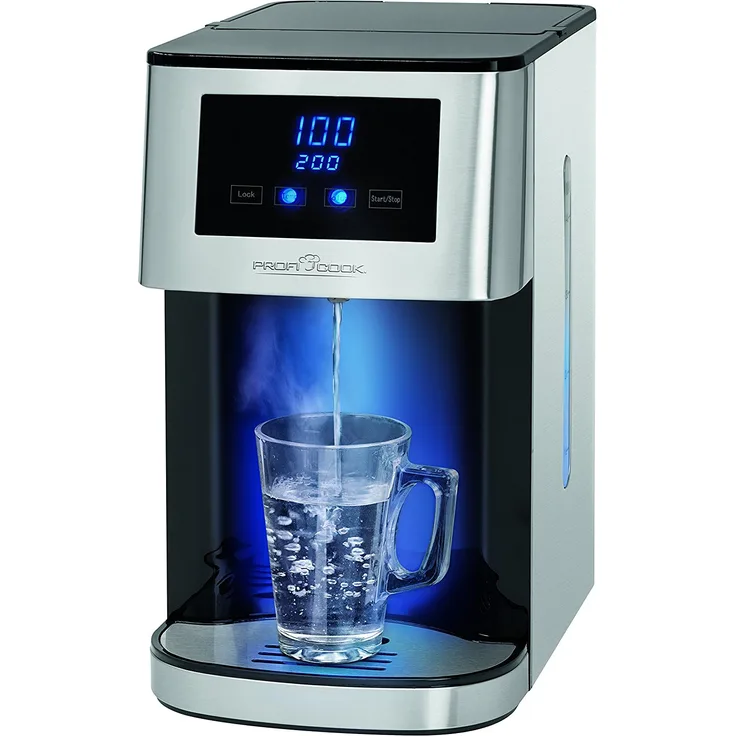 Profi Cook PC-HWS 1145 Heißwasserspender, Edelstahlgehäuse, heißes Wasser auf Knopfdruck in circa 3 Sekunden, LED-Display mit Sensor Touch-Bedienung, 2600 Watt 