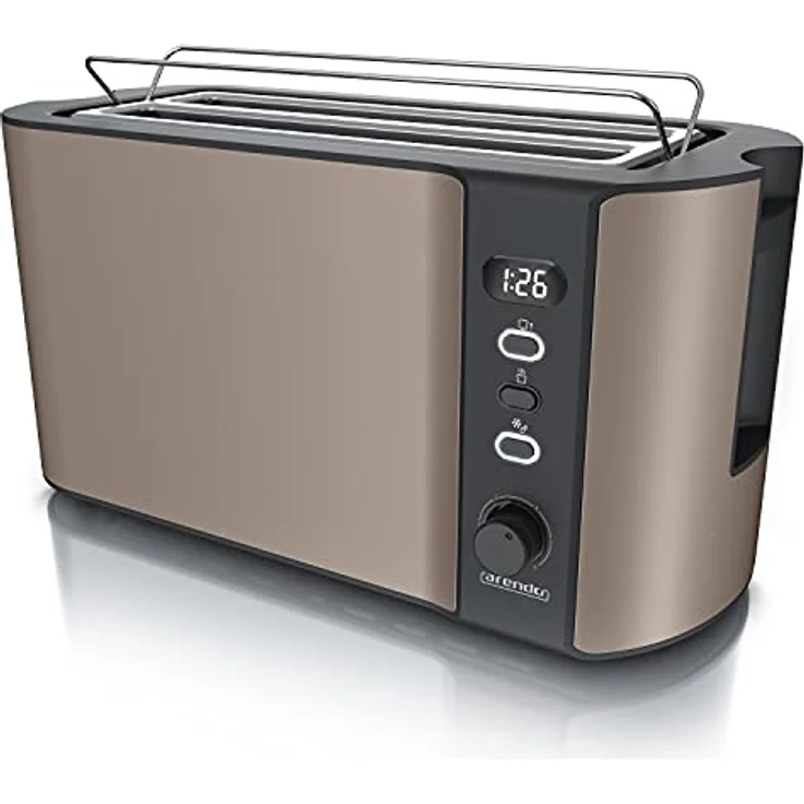 Arendo 4-Schlitz-Toaster, Langschlitz, Defrost Funktion, wärmeisolierendes Gehäuse, braun – Bild 1