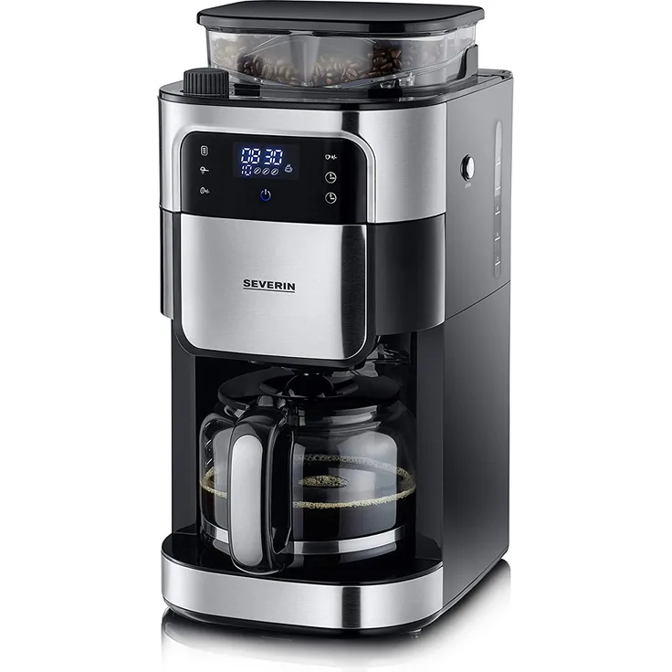 SEVERIN 4813-000 KA 4813 Filterkaffeemaschine mit integriertem Mahlwerk, 1000, 1.25 liters, Edelstahl-gebürstet-schwarz