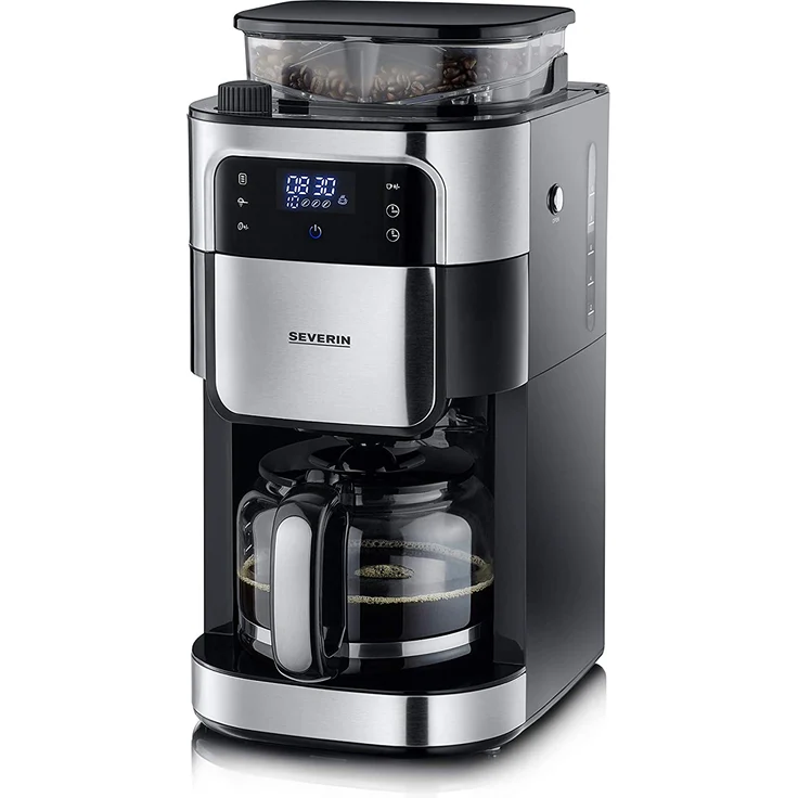 SEVERIN 4813-000 KA 4813 Filterkaffeemaschine mit integriertem Mahlwerk, 1000, 1.25 liters, Edelstahl-gebürstet-schwarz – Bild 1