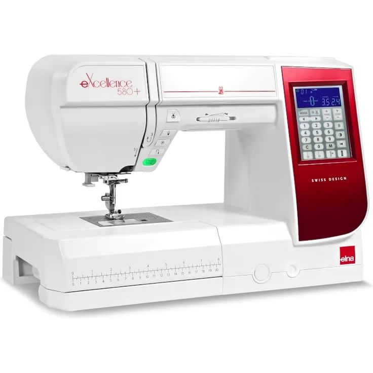 Elna eXcellence 580+ Jubiläumsangebot inkl. Bonuszubehör Computer-Nähmaschine, weiß