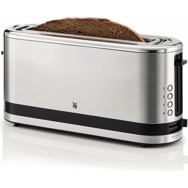 WMF Küchenminis Langschlitz-Toaster (900 W, integrierter Brötchenwärmer, 2 XXL Brotscheiben, Auftau-Funktion) cromargan matt-silber – Bild 3