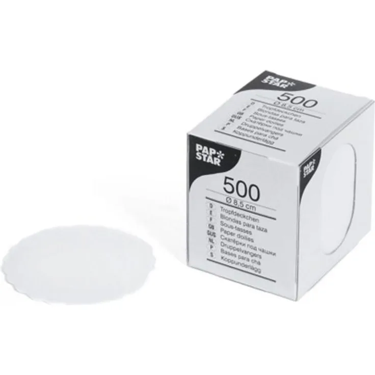 PAPSTAR Tassendeckchen rund, weiá, Durchmesser: 8,5 cm