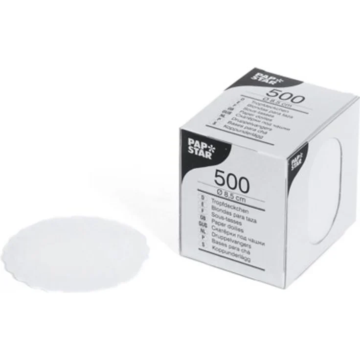 PAPSTAR Tassendeckchen rund, weiá, Durchmesser: 8,5 cm