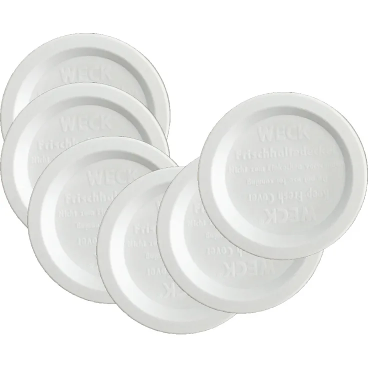 Weck Jar Keep Fresh Kunststoff Deckel, 6er Pack Small = 60mm weiß