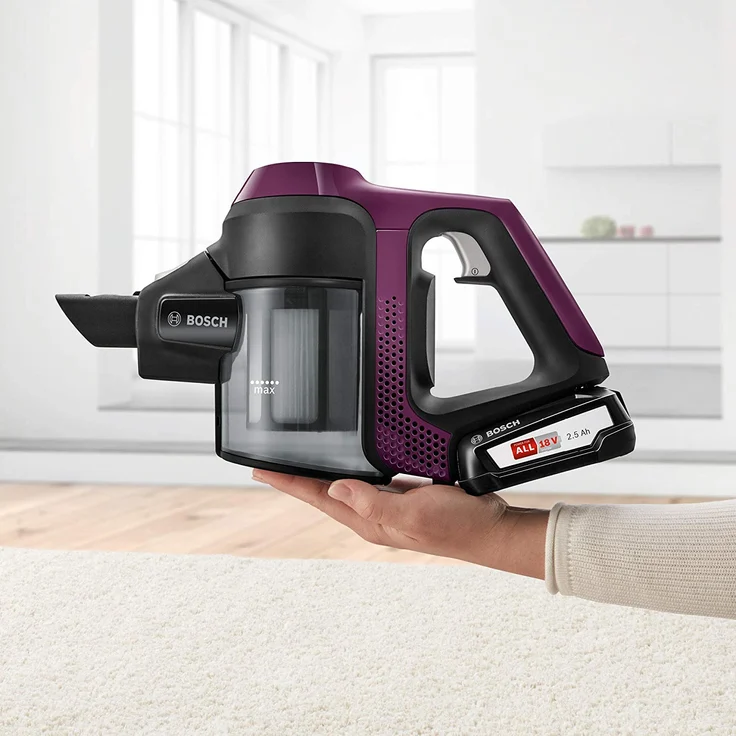 Bosch BCS6111P Unlimited Serie 6 Handstaubsauger, 30 min Akkubetrieb, Akkuwechsel-Option, blackberry-schwarz – Bild 3