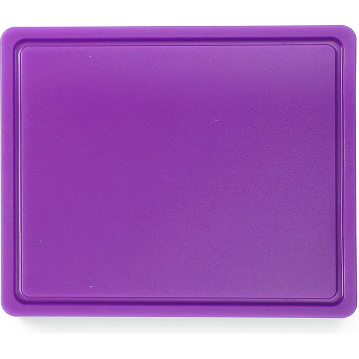 HENDI Schneidbretter, HACCP, Beidseitig nutzbar, eine Seite glatt-eine Seite mit Saftrille, für antiallergisch, GN 1-2, 265x325x(H)12mm, HDPE 500 Kunststoff, violett