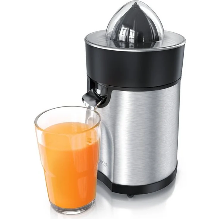 Arendo Zitruspresse Saftpresse mit 2 Presskegeln, 85 W Silber-Schwarz – Bild 1
