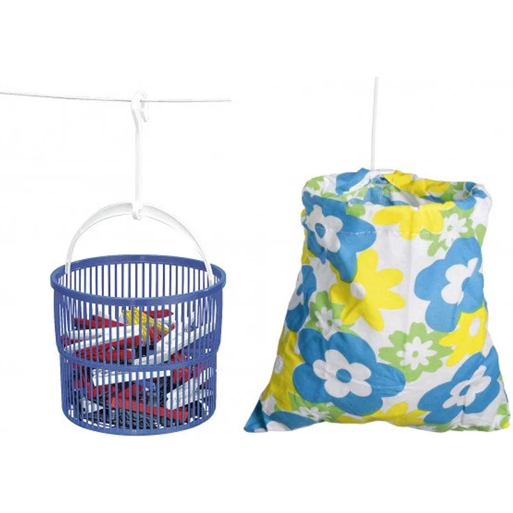Wenko Wäscheklammer-Korb Set, inkl, 30 Wäscheklammern, Ø 19 x 9 cm, blau – Bild 1
