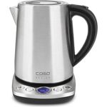 CASO WK2100 Compact Design Edelstahl Wasserkocher, 1.2 l Kapazität, Wasserkocher mit Temperatursteuerung in 10°C Schritten von 40°C-100°C