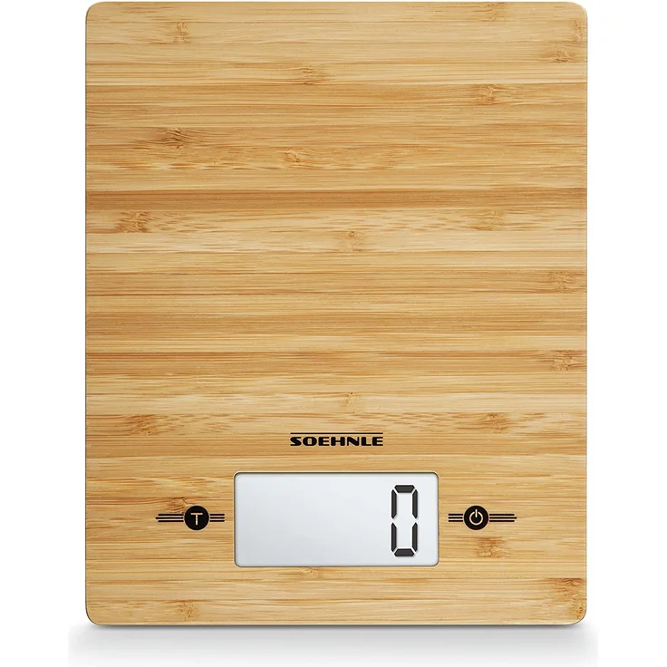 Soehnle Bamboo, digitale Küchenwaage, hochwertige und natürliche Haushaltswaage aus echtem Bambus, elektronische Waage mit Sensor-Touch, Gewicht bis zu 5 kg, inkl. Batterien, hygienische Wiegefläche – Bild 2