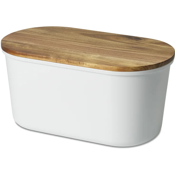 Echtwerk Brotbox ''Fresh'' Brotkasten, Akazienholz-Melamin, weiß, 37 x 17 x 22 cm