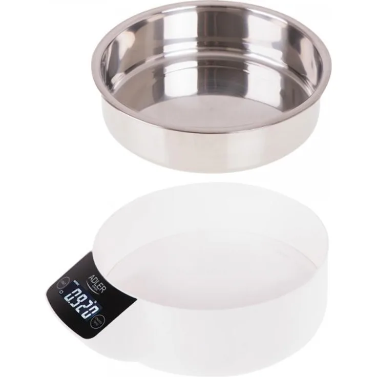 Adler AD 3166 Küchenwaage mit Schüssel Schale Edelstahl Digital Display beleuchtet