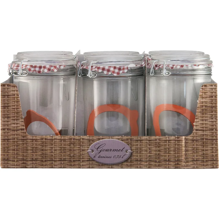 BSCA 582734 Einmachglas, 750 ml, transparent, 6 Stück