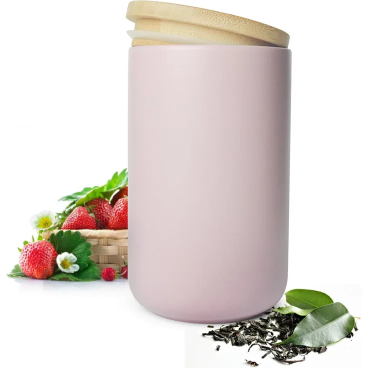 Vorratsdose Rosa aus Porzellan mit Bambusdeckel Vorratsbehälter Dose Vorratsglas Aufbewahrungsdose