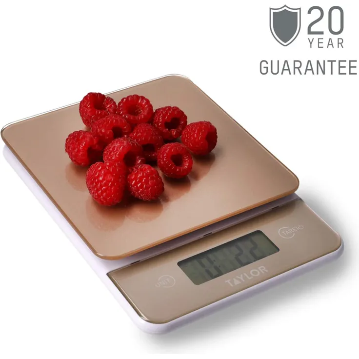 Taylor TYSCALE5COP Digital Kitchen Scales with Glass Platform in Gift Box, Plastic