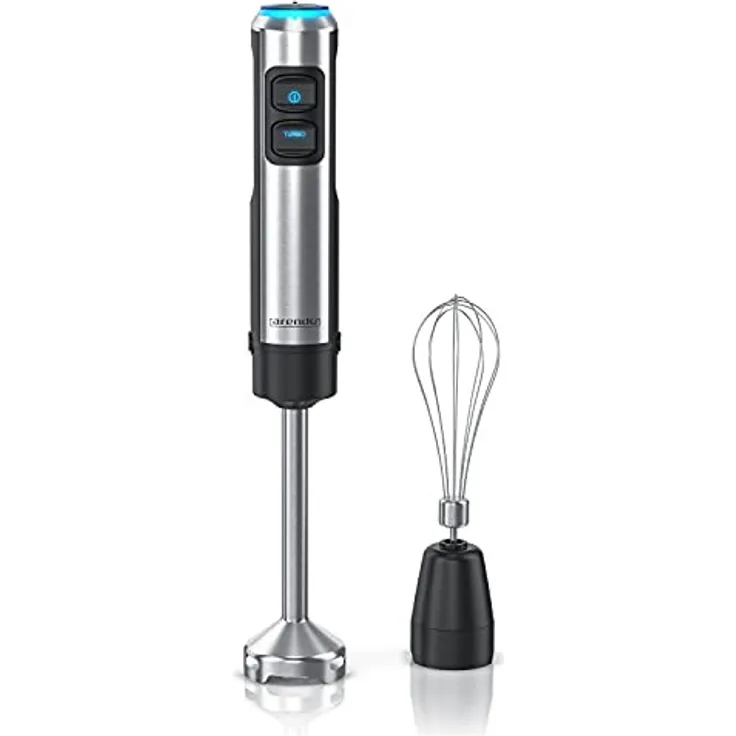 Arendo Stabmixer, 1200 Watt, Edelstahl, inkl. Schneebesenaufsatz, vierflügeliges Messer 