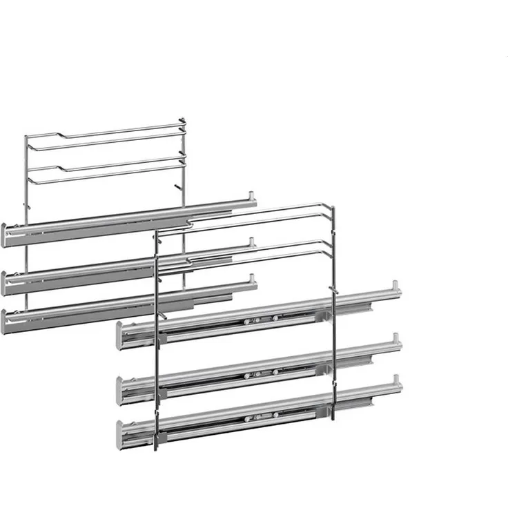 Bosch HEZ638370, Backofen-Teleskopauszug, Edelstahl, 3 Auszugsebenen, kippsicher, pyrolysefähig, Gewicht 3,5 kg