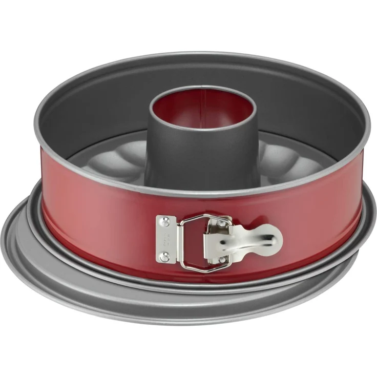 Kaiser Classic Plus Springform, mit Flach- und Rohrboden Ø 26 cm, 2 Böden, runde Backform, auslaufsicher, antihaftbeschichtet, rot – Bild 2