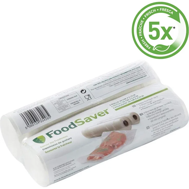Foodsaver FSR2002-I Vakuum-Rollen 2 Stück 20x670 cm - Folienrollen für lebensmittel - Vakuumierer - Sous-Vide