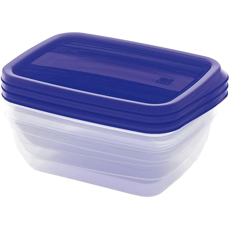 Kis 6069700 0378 01 Frischhaltedosen-Set Vedo, 3 x 1 L, Plastik, transparent / blau, 19,5 x 14 x 9,5 cm