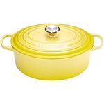Le Creuset Signature Gusseisen-Bräter mit Deckel, Ø 31 cm, Oval, Für alle Herdarten und Induktion geeignet, Volumen: 6,3 l, Citrus