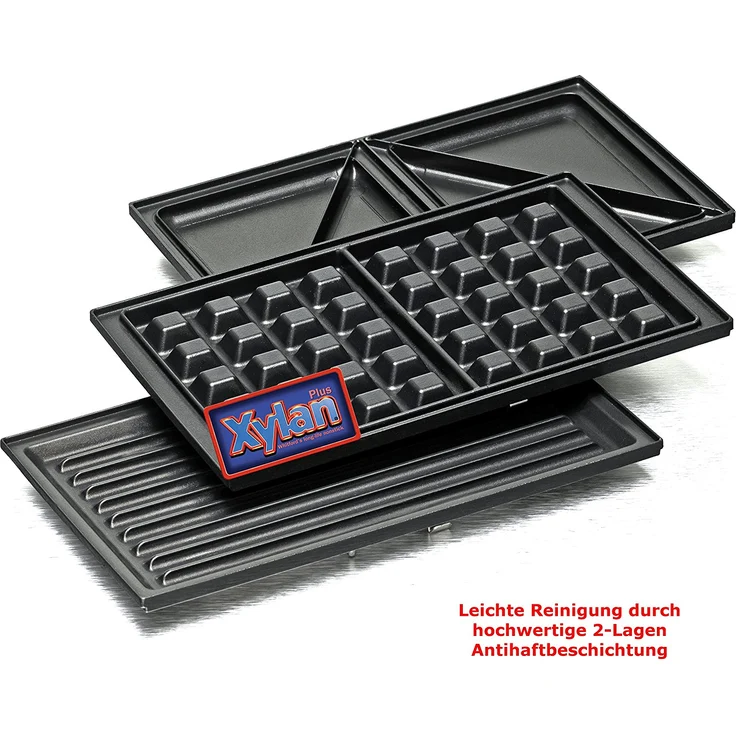 ROMMELSBACHER SWG 700 3-in-1 Multi Toast & Grill Max Sandwich-Maker, belgisches Waffeleisen, Kontaktgrill, 3 wechselbare Alu-Druckguss-Platten, 2-Lagen Antihaftbeschichtung schwarz-Edelstahl – Bild 2