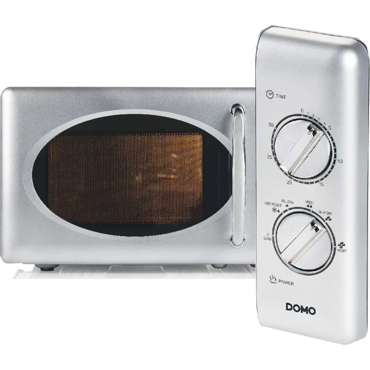 Domo DO020 Mikrowelle 20 Liter Garraum, 700 Watt, Standgerät, 6 Leistungsstufen, Auftaufunktion, silber