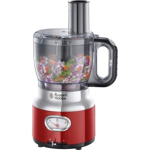 Bild für Russell Hobbs Küchenmaschine Retro rot, Retro-Anzeige, Standmixeraufsatz, Rührschüssel, Edelstahlscheibe (Schneiden&Raspeln)