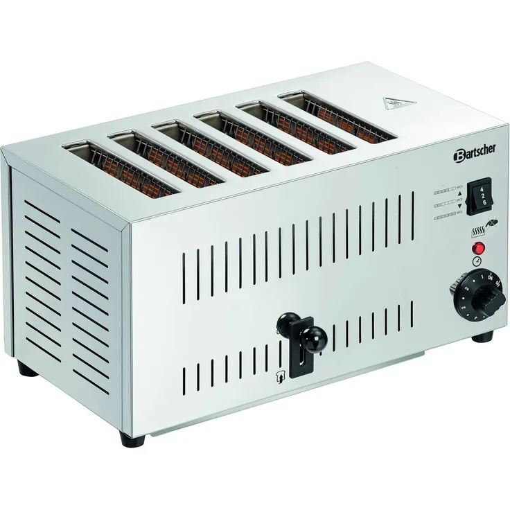Bartscher TS60 - 6 Scheiben Toaster mit Wahlschalter ob 2, 4 oder 6 Scheiben, Edelstahl