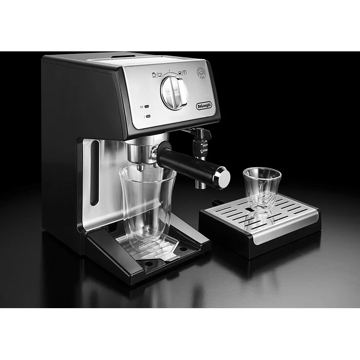 De'Longhi ECP 35.31 Espresso Siebträgermaschine, Siebträgerhalter mit Aluminium Finish, Professionelle Milchschaum Düse, Filtereinsatz für 1 oder 2 Tassen, Auch für Pads Geeignet, Schwarz-Silber – Bild 5