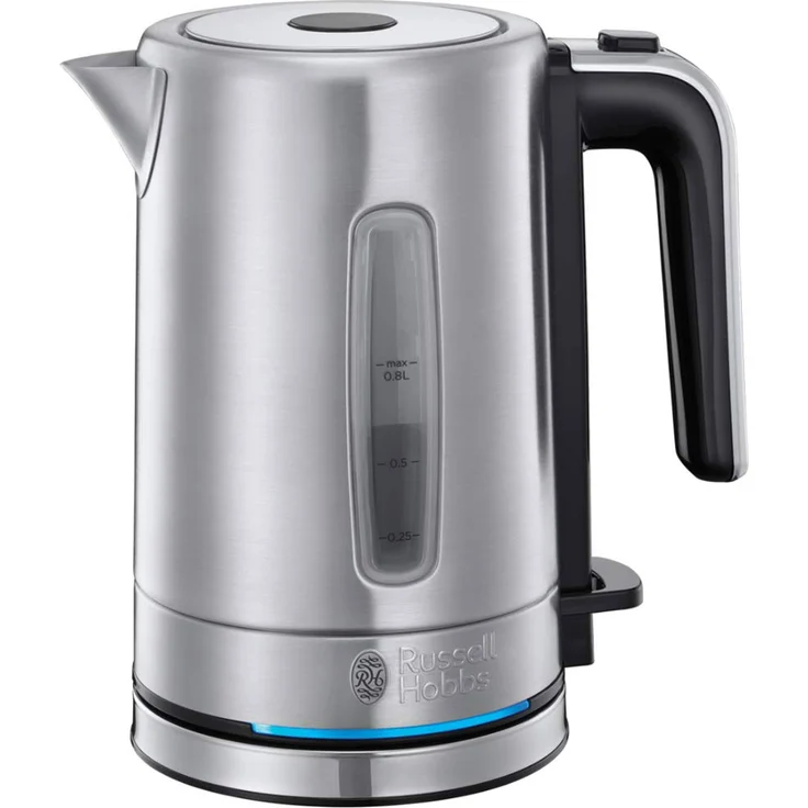 Russell Hobbs Mini-Wasserkocher Compact Edelstahl, 0,8l, 2200W, LED Beleuchtung, Kalkfilter, optimierte Ausgusstülle, platzsparend, kleiner Reisewasserkocher, kompakter Teekocher 24190-70 – Bild 1