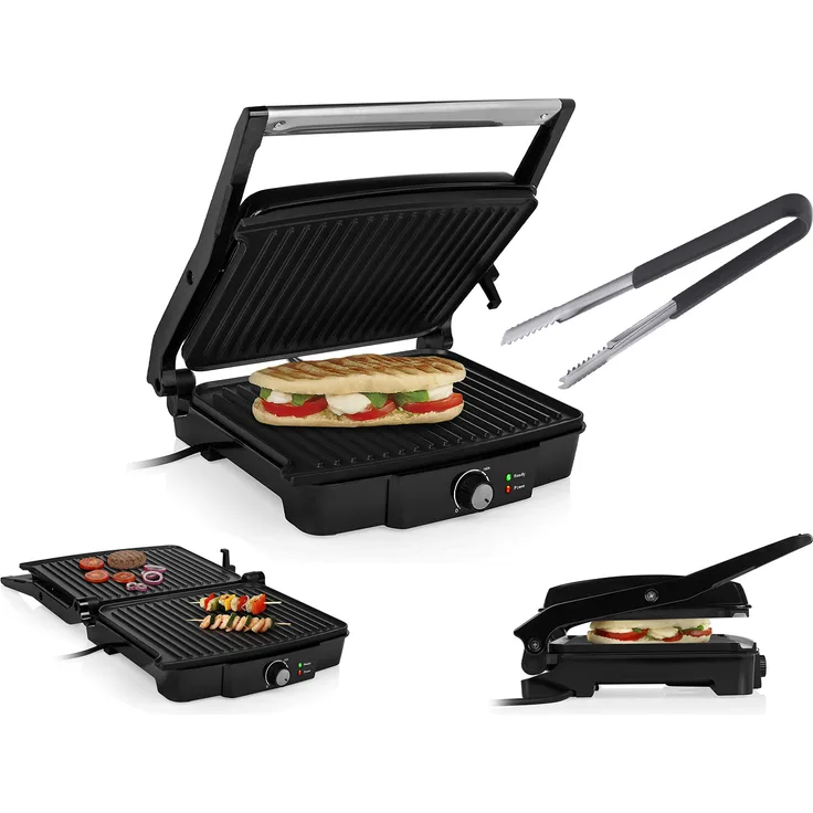 Tristar Elektro Kontaktgrill & Grillzange Multigrill Tischgrill, 2000Watt, 29,7x23,5cm