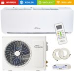 TroniTechnik Reykir Split Klimagerät mit 9000 BTU, inkl. Zubehör inkl. Kupferleitung