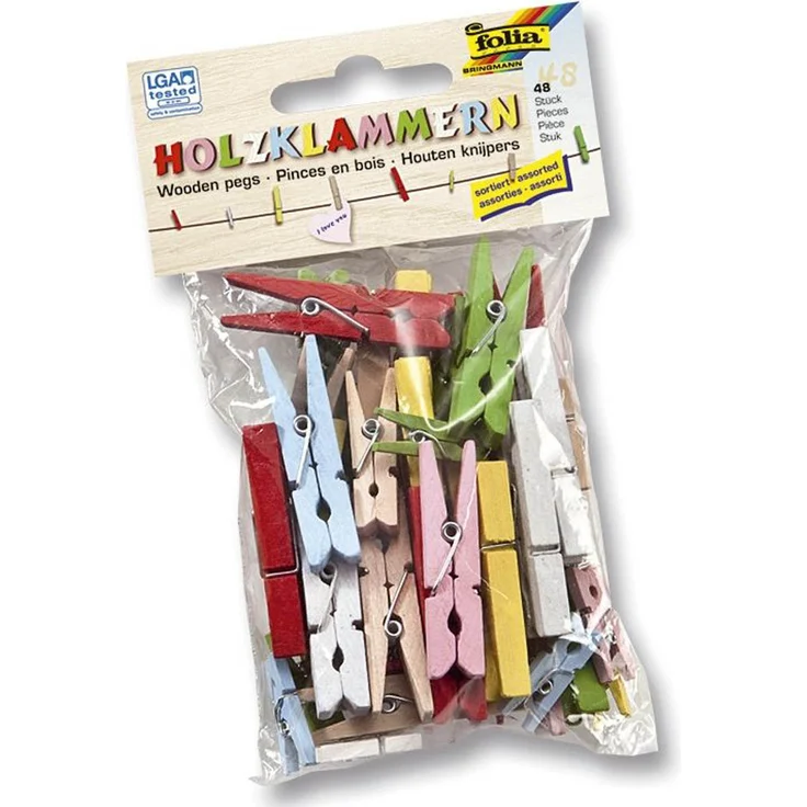 folia 2295 Holzklammern, Gr”áe und Farben Sortiert