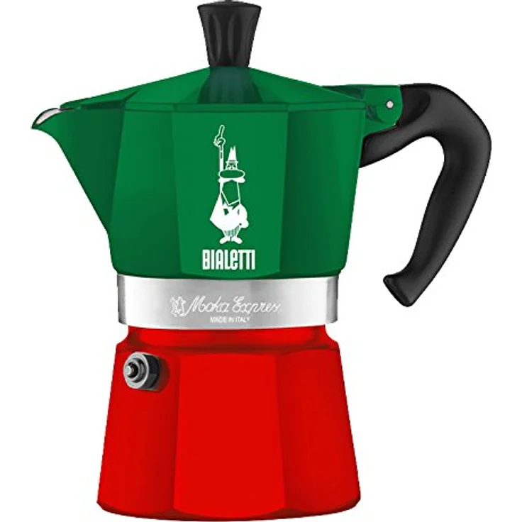 Bialetti 5322 Espressokocher ''Moka Express'' in Aluminium, Grün-Rot, 30 x 20 x 15 cm – Bild 1
