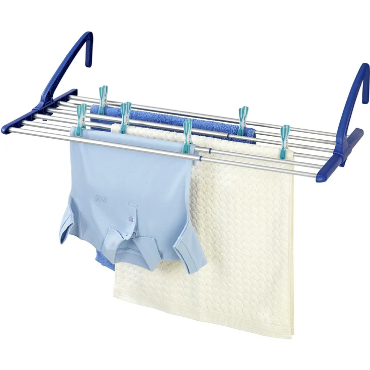 WENKO Teleskop Balkonwäschetrockner Alu - Universal Heizkörper- und Balkonwäschetrockner, ausziehbar, 57-106 x 21 x 37,5 cm, silber matt – Bild 1