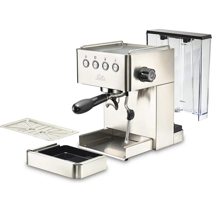 Solis Barista Gran Gusto Espressomaschine, Programmierbare Tassengröße, Dampf- und Heißwasserfunktion, 58 mm Profi-Siebhalter, 15 bar, 1,7 l Wassertank, Edelstahl, (Typ 1014) – Bild 2