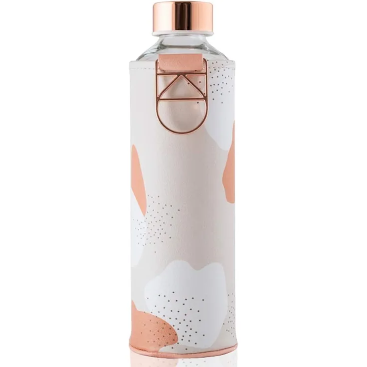 EQUA große Trinkflasche mit Kunstleder-Hülle 750 ml, aus Borosilikatglas, BPA-frei und Auslaufsicher