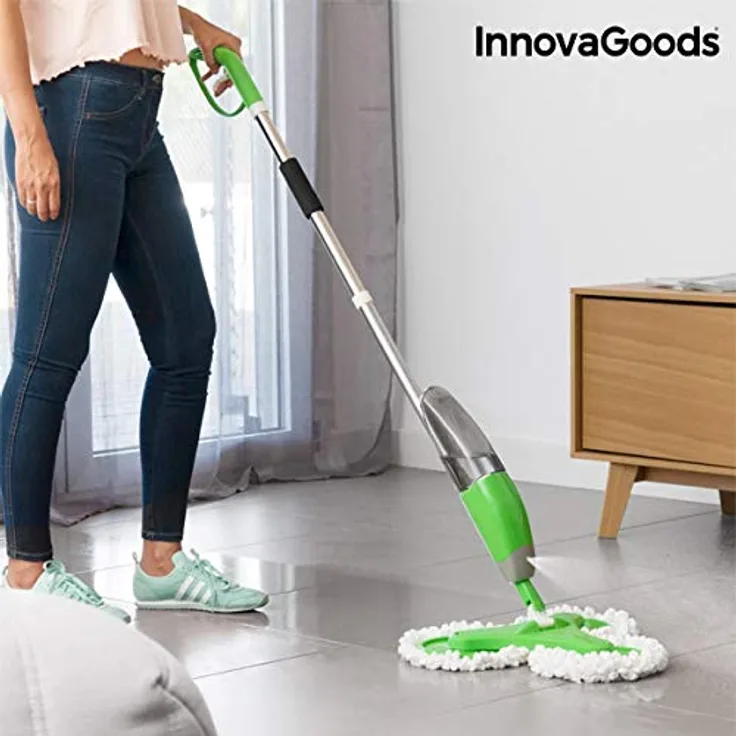 InnovaGoods Dreifach-Mopp mit Sprühflasche, Weiß und Grün, 1 Stück