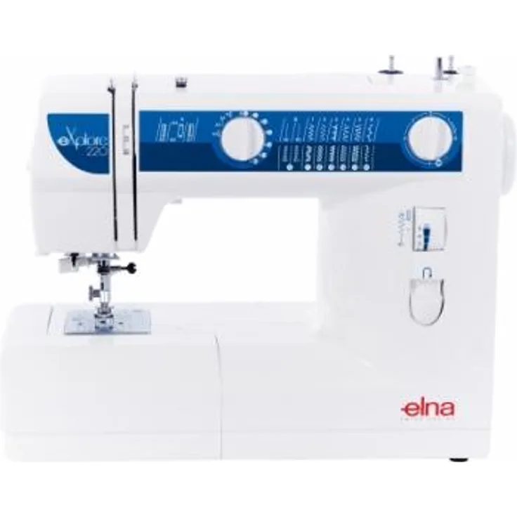 Elna eXplore 220 Freiarm-Nähmaschine, weiß, blau