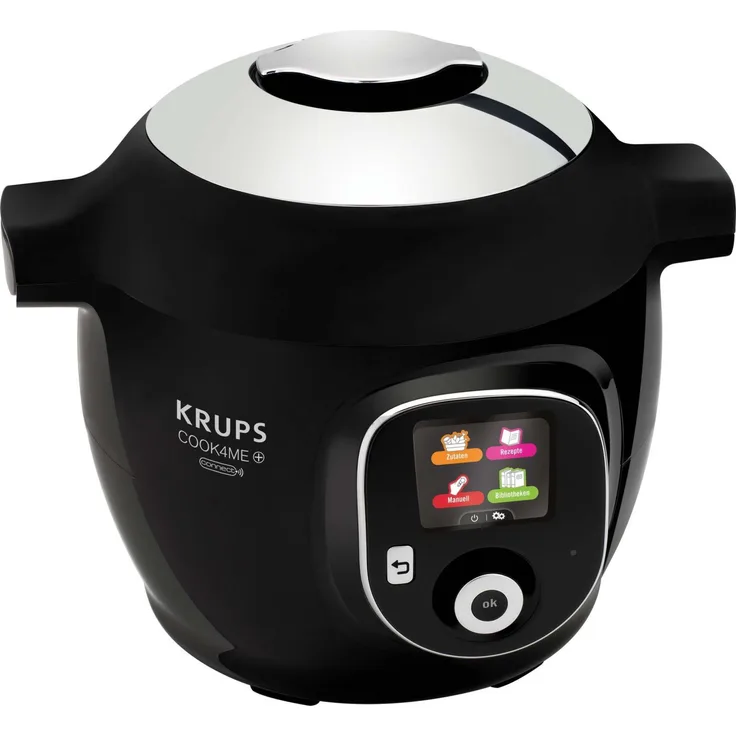 Krups CZ7158 Cook4Me+ Connect Multikocher, 1600 Watt, elektrischer Schnellkochtopf, inkl. e App, Bluetooth Steuerung, 4 Liter Fassungsvermögen, schwarz-grau