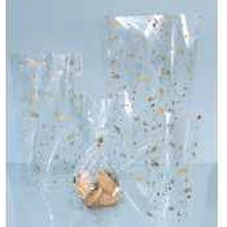 folia 490 - Zellglasbeutel mit Weihnachtsdruck gold, ca. 9,5 x 16 cm, 10 Stück - zum individuellen Verpacken von Keksen, Süßigkeiten und vielem mehr