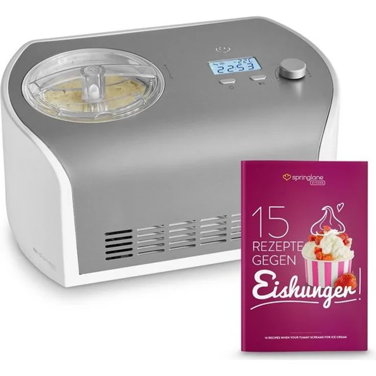 Springlane Eismaschine mit Kompressor inkl. Rezeptheft, 1,2 l, 135 W, Elli